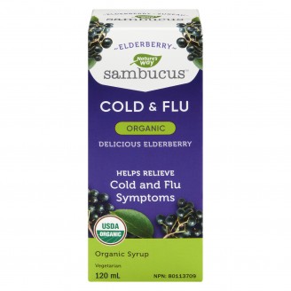 Nature's Way Sambucus Cold & Flu Syrup, Organic Elderberry - 120 ml