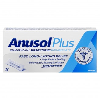 Anusol Plus Suppositories with Anesthetic, 12 Suppositories