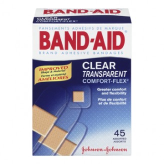 Band-Aid Tru-Stay Adhesive Bandages Clear Strips Comfort-Flex, 45 Assorted Sizes