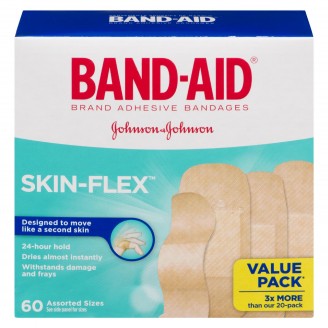 Band-Aid Skin-Flex Adhesive Bandages Sensitive Skin, 60 Assorted Sizes - Value Pack