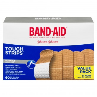 Band-Aid Tough Strips Adhesive Bandages, 60 All One Size - Value Pack