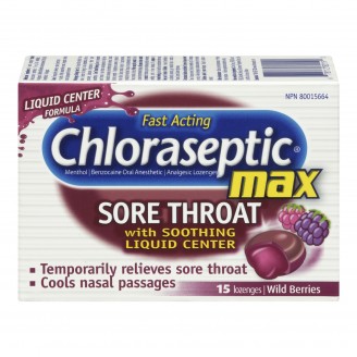 Chloraseptic Sore Throat with Soothing Liquid Center, Wild Berries - 15 Lozenges