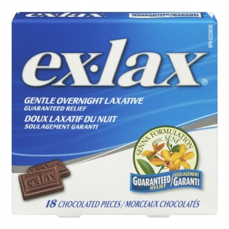 Ex-Lax Gentle Overnight Laxatives, Chocolate - 18 Tablets