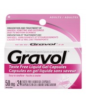 Gravol Dimenhydrinate Taste Free Liquid Gel Capsules for Adults