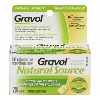 Gravol Natural Source Certified Organic Ginger, 20 Tablets