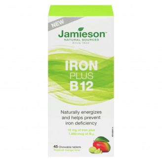 Jamieson Iron Plus B12, Tropical Mango Lime - 45 Chewable Tablets