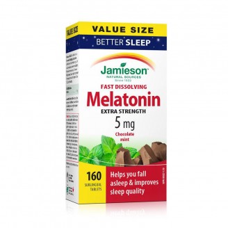 Jamieson Extra Strength Melatonin 5 mg, Chocolate Mint - 160 Sublingual Tablets