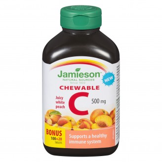 Jamieson Chewable Vitamin C 500 mg, Juicy White Peach - 120 Tablets