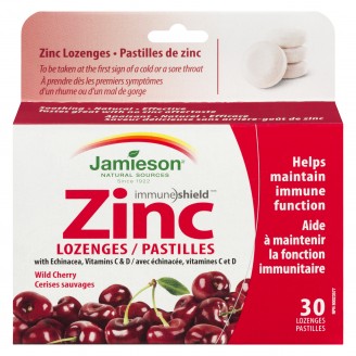 Jamieson Zinc Lozenges, Wild Cherry - 30 Lozenges