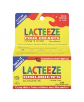 Lacteeze Children's Lactase Enzyme, Strawberry - 100 Chewable Tablets