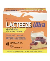 Lacteeze Lactase Enzyme Ultra Fast Acting, Orange - 40 Chewable Tablets