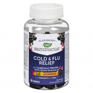Nature's Way Sambucus Kids Cold & Flu Relief, Elderberry - 60 Gummies