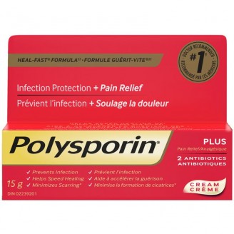 Polysporin Plus Pain Relief Antibiotic Cream, 15g