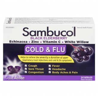 Sambucol Black Elderberry Cold & Flu, 24 Capsules