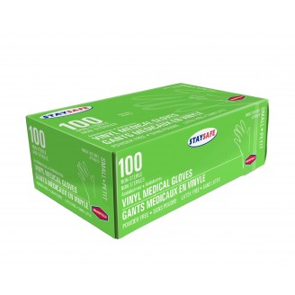 Mansfield Stay Safe Powder Free Vinyl Gloves, Small - 100 Count