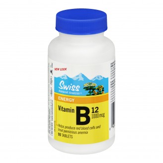 Swiss Natural Vitamin B12 1000mcg, 90 Tablets