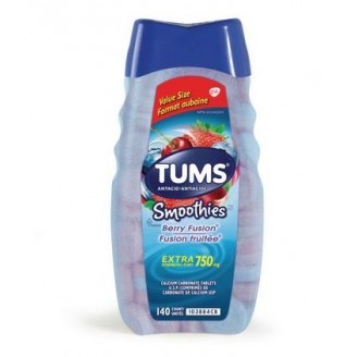 Tums Extra Strength Smoothies Antacid for Heartburn Relief Berry Fusion 140's