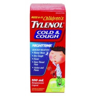 Tylenol Children's Cold & Cough Nighttime Syrup, Green Apple - 100ml